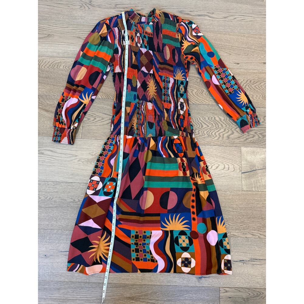 FARM Rio Tropical Shapes Smocked Midi Dress Multi Color Medium - Picture 8 of 11